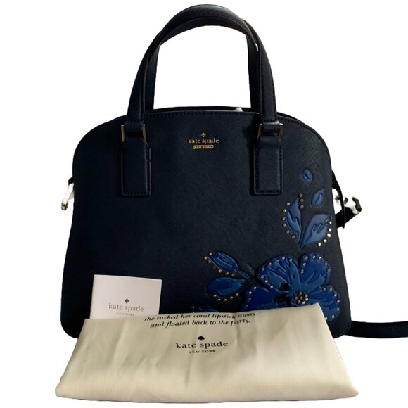 NWOT KATE SPADE Blazer Blue Cameron Street Hibiscus Lottie Leather Satchel - Picture 10 of 10